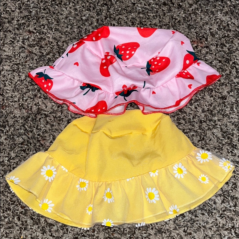 Strawberry and Daisy Print Bucket Hats